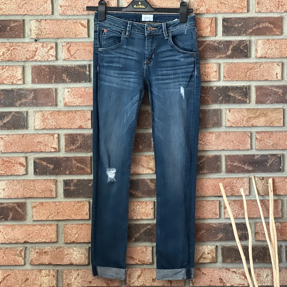 Hudson Straight Distressed Cuffed Jeans